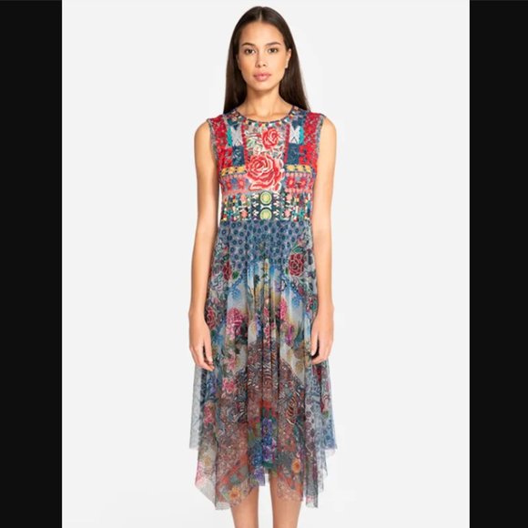 Johnny Was Dresses & Skirts - Johnny Was Madeline Mesh Dress Floral Size Small